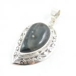 925 sterling silver ocean jasper intricate cut pendant jewellery